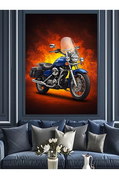 Tablomega Flame Motocicletă și Pânză Decorativă Mișcare - Lemn MDF