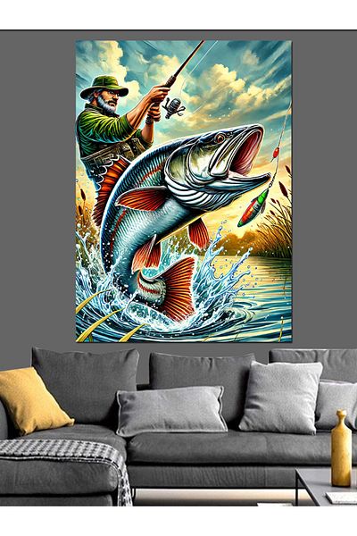 Tablomega Fishing and Dynamic Motion Decorative Canvas - Mdf Wooden Painting