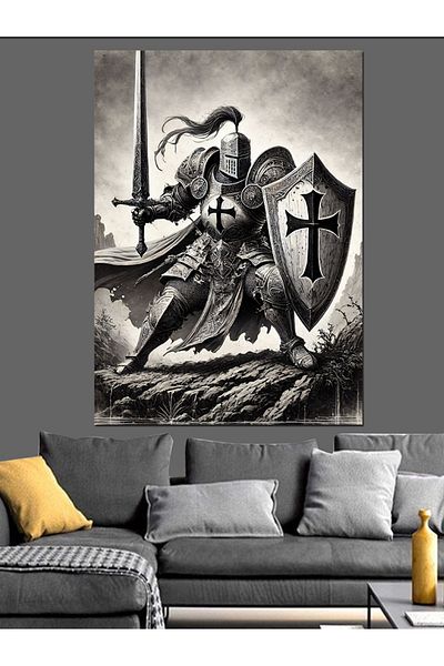 Tablomega Knight and Darkness Decorative Canvas - Mdf Wooden Painting