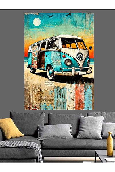 Tablomega Retro Minibus and Journey Decorative Canvas - Mdf Wooden Painting