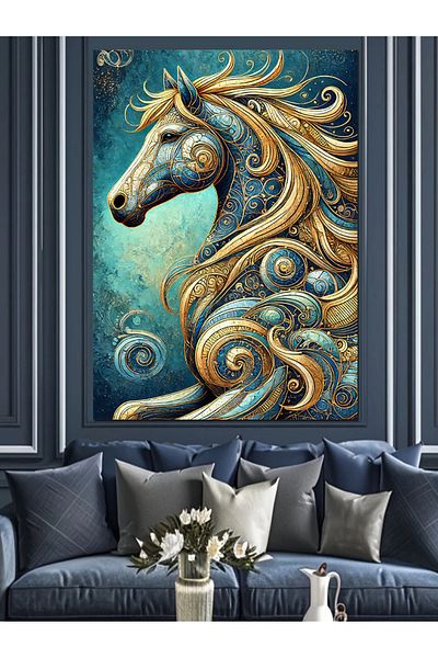 Tablomega Colorful Horse Pattern Decorative Canvas - Mdf Wooden Painting