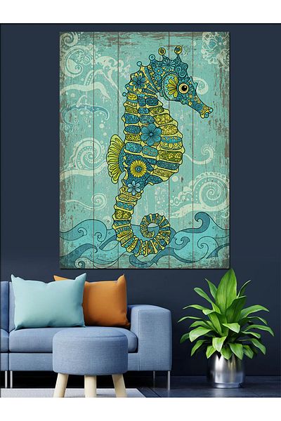 Tablomega Pânză decorativă cu desen de caiac albastru - pictură din lemn MDF