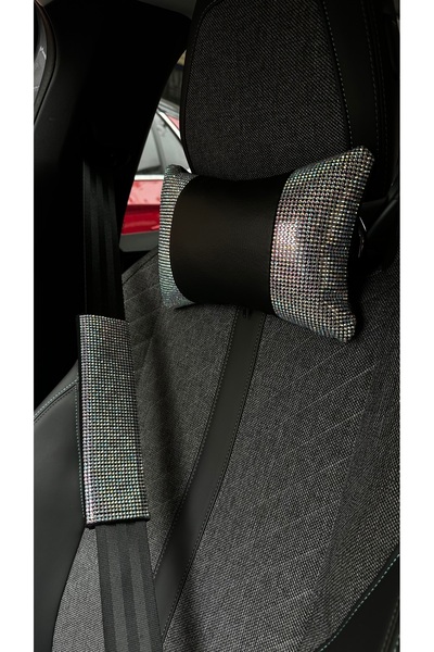 Fox Janjan Taşlı Tüm Araçlara Uyumlu Şık Boyun Yastığı ve Emniyet Kemer Seti