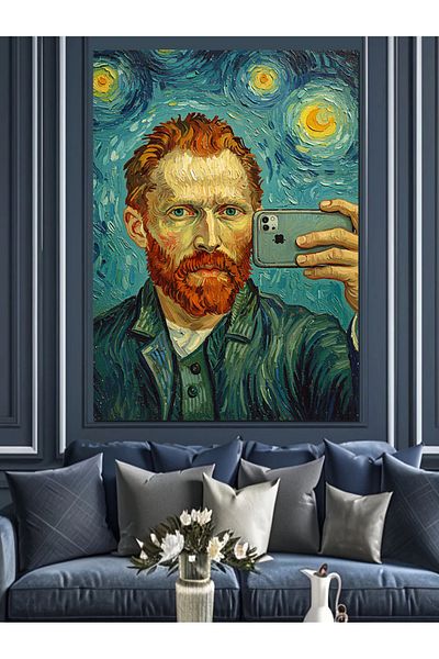 Tablomega Pânză decorativă Van Gogh și portretul înstelat - Lemn MDF