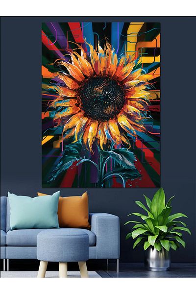 Tablomega Sunflower Decorative Canvas - Mdf Wooden Painting