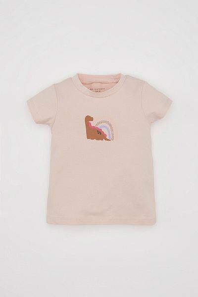 DeFacto Dinosaur Patterned Waffle T-Shirt and Salopette for Baby Girl Set of 2 - C9491A524Sm