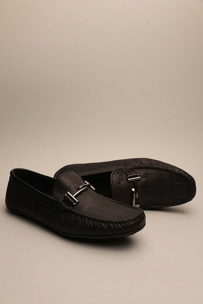Gondol Loafer clasic pentru bărbați din piele naturală croco neagră 41 ttx.622