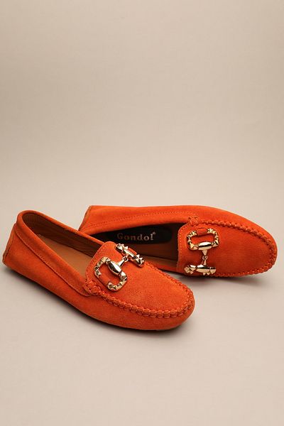 Gondol Mocasnic clasic din piele de piele intoarsa portocalie 37 GTIN: 70142