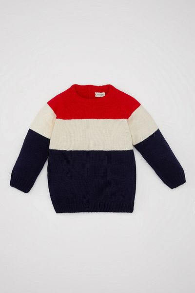 DeFacto Baby Boy Crew nyakú színes blokk kötöttáru pulóver A3850a524wn