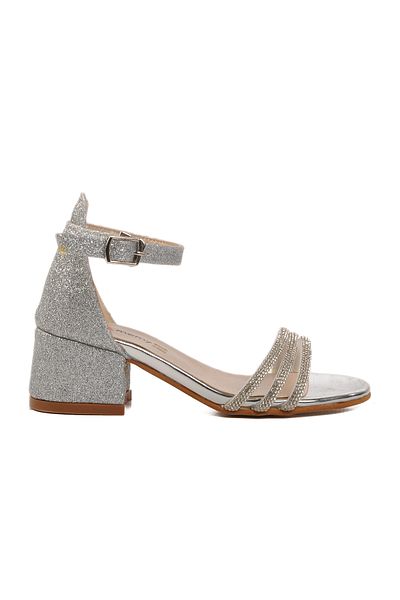 AYAKMOD Sandale pentru fete brodate cu piatră argintie 253 RY 6504