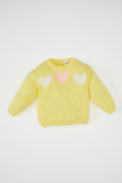 DeFacto Baby Girl Letter Printed Crew Neck Knitwear Sweater C8089A524Au