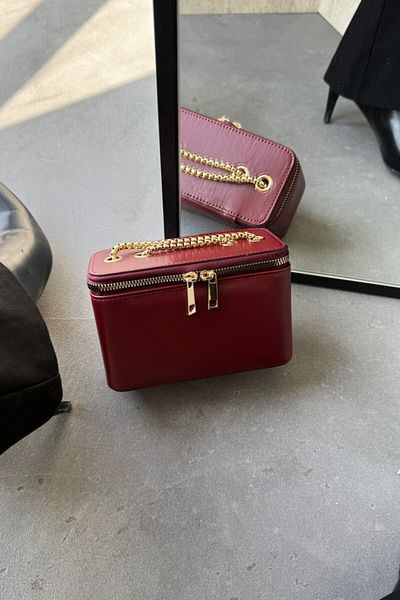 LEONAS Cutie cu lanț cu curea - Geantă de mână și de umăr pentru femei marca Calliope Claret Red