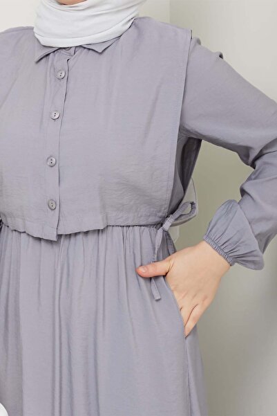 benguen Φόρεμα σε γκρι γιλέκο 4735 Μοντέλο