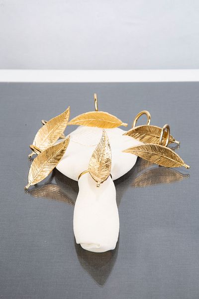 ARGKRİSTAL Gold Leaf Napkin Ring 6 Pieces Deluxe Items for Stylish Tables to Stylish Presentations