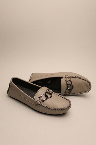 Gondol Loafer clasic de damă din piele naturală gri 37 ttx.70129