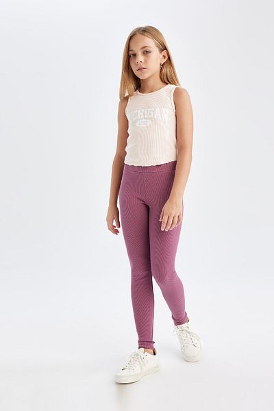 DeFacto Girl's Standard Size Ribbed Camisole Labeled Navy Blue Tights D0746A824Au