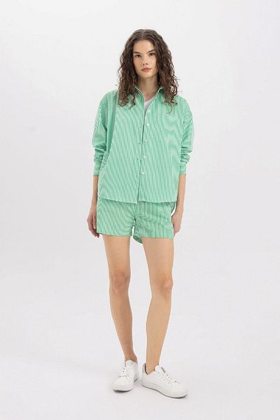 DeFacto Popeline-Shorts mit hoher Taille und kurzem Bein C9303AX24SM