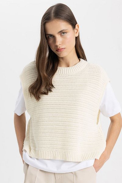 DeFacto Crew Neck Knitwear Sweater - Fitted D1005Ax24Sm
