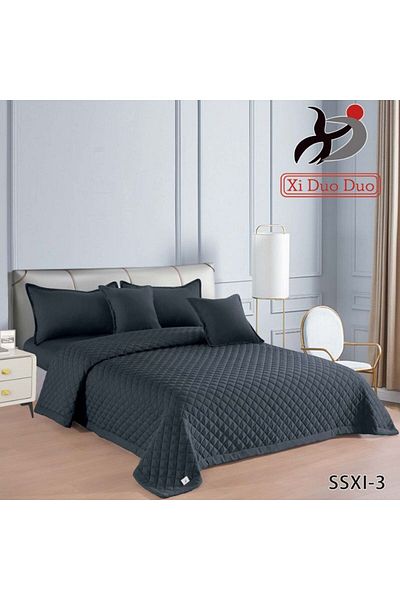 XI DUO 6 Pieces King Size Duvet Cover Set 230 x 250 cm Reversible Double Solid Color All Season Bedding Set