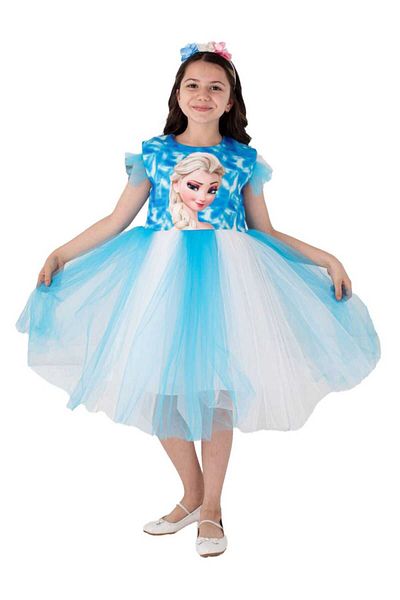 Hzmis Κοντομάνικο κοριτσίστικο φόρεμα Elsa Frozen