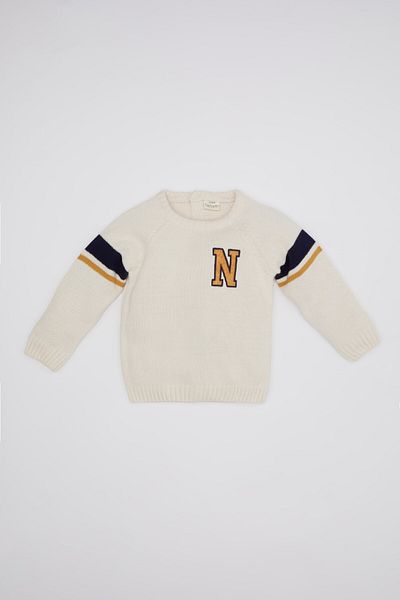 DeFacto Baby Boy Crew Neck Embroidered Knitwear Sweater C8870A524Wn