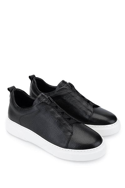 Tamer Tanca Men's Genuine Leather Black Floater Sneakers & Sports Shoes