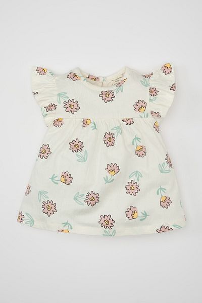 DeFacto Floral Print Crew Neck T-Shirt for Baby Girl - C8646A524SM