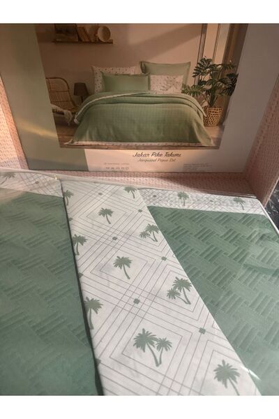 Özdilek Sarmaşık Tek Kişilik Jakar Biyeli Pike Takımı - Yeşil