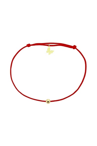 Trend Silver 925 Ayar Gümüş Kelebek altın rengi Charm Kırmızı Ip Şans Bileklik