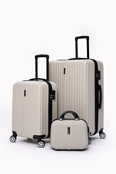 ELATAE 3'lü Valiz Seti Elatae Valiz Büyük - Kabin Boy ve Makyaj 1020