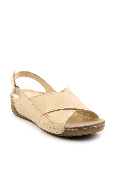 Bambi Beige Leather Women's Sandals K 05331031103