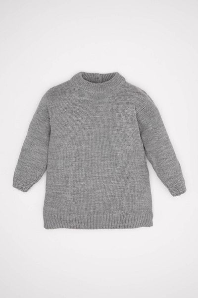 DeFacto Baby-Mädchen-Strickkleid mit halbem Rollkragen und langen Ärmeln C8479a524wn