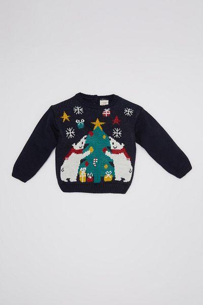 DeFacto Baby Boy Crew Neck Christmas Themed Knitwear Sweater C8878A524Wn