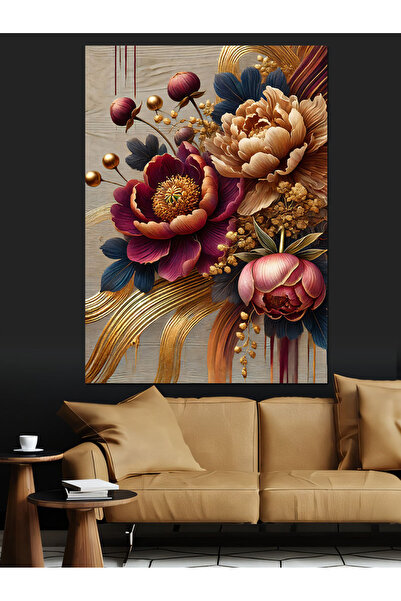 ekart Çiçek Aranjmanı ve Zarafet Dekoratif Kanvas - Mdf Ahşap Tablo