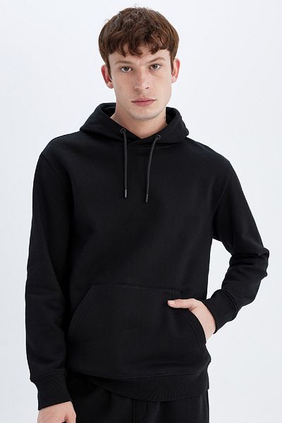 DeFacto Μαλακό πουπουλένιο φούτερ Basic Hooded - Kangaroo Pocket, Regular Fit X8283az24au