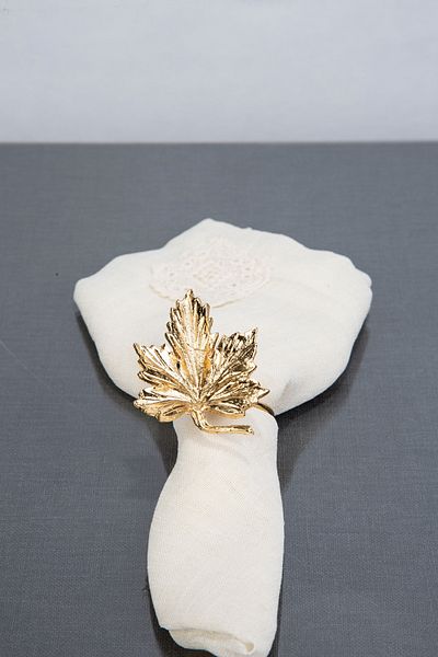 ARGKRİSTAL Gold Plane Leaf Napkin Ring 6 Pieces Deluxe Items for Stylish Tables Stylish Presentations