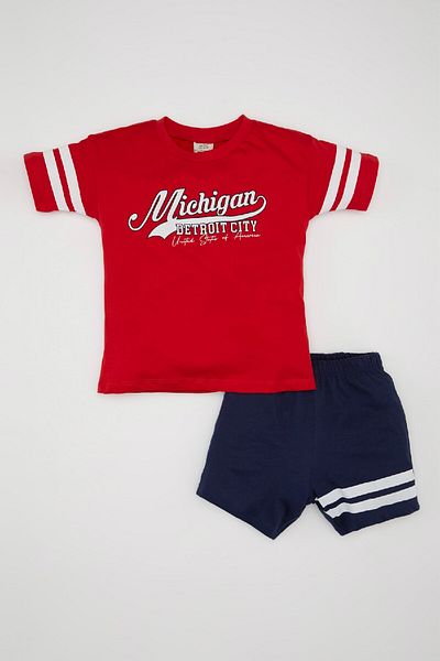 DeFacto Baby Boy Printed Short Sleeve T-Shirt Shorts Set of 2 C6088A524Sm