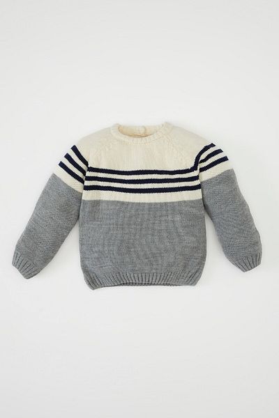 DeFacto Baby Boy Crew Neck Striped Knitwear Sweater C8880A524Wn