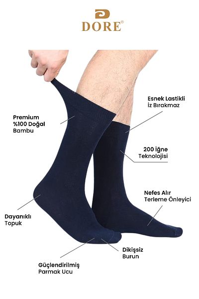 Dore Premium Men's Long Socks - Original 3 Pairs Bamboo Seamless Comfort Model