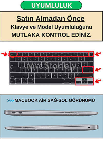 Mcstorey Macbook Air Kılıf M1 13inç Klavye Koruyucu Ingilizce Baskı (US-ABD) Touchıd'li A2179 A2337 Uyumlu