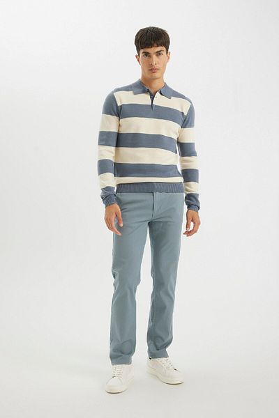 DeFacto Standard Fit Regular Cut Striped Polo Collar Knitwear Sweater Y4194Az24Wn