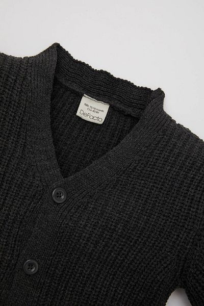 DeFacto Baby Boy Black V-Neck Buttoned Basic Plain Knitwear Cardigan C8859A524Wn