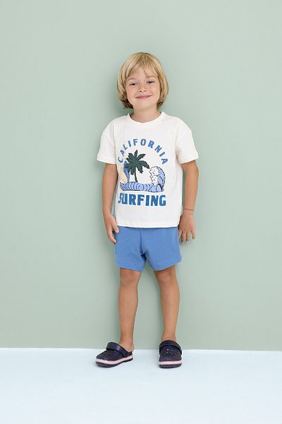 DeFacto Baby Boy 2-Piece Set Crew Neck Printed Short Sleeve T-Shirt Shorts C9197A524Sm