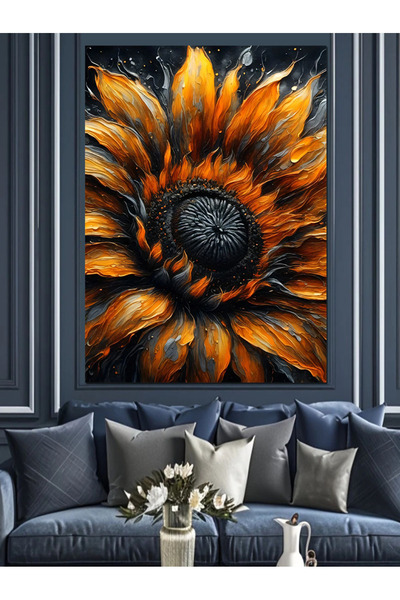 KanvasSepeti Pânză decorativă cu floarea-soarelui - Pânză texturată cu vopsea...