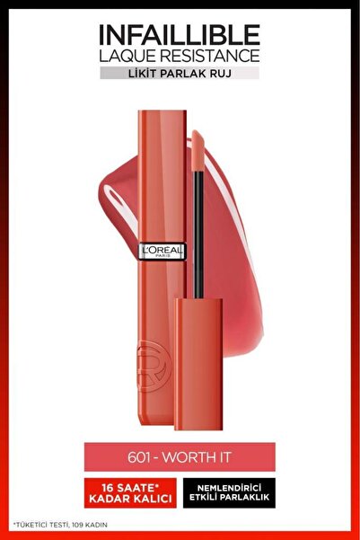 L'Oreal Paris Infaillible Laque Resistance Likit Parlak Ruj - 601 Worth It