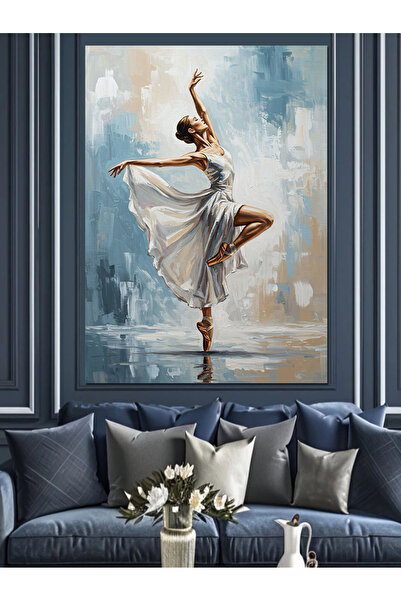 KanvasSepeti Balerina și scenă pictură decorativă în ulei texturată de înaltă calitate, pictură pe pânză, 90 x 60 cm