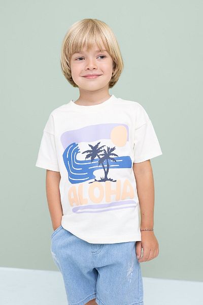 DeFacto Baby Boy Palm Printed Crew Neck T-Shirt - C9189A524Sm