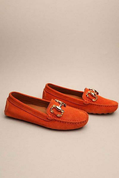 Gondol Mocasnic clasic din piele de piele intoarsa portocalie 37 GTIN: 70142