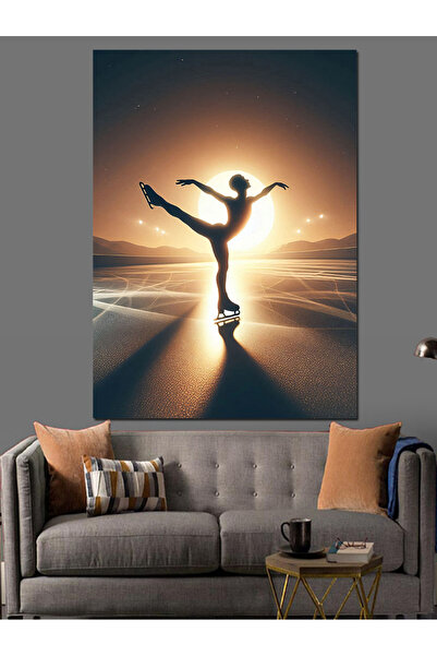 ekart Buz Pateni Yapan Kız Dekoratif Kanvas - Mdf Ahşap Tablo