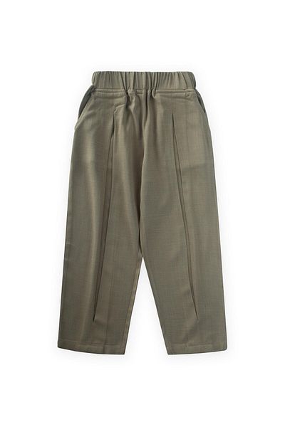 Cigit Closed Legs and Waist A-Pile Linen Trousers 2-7 Years Khaki Green